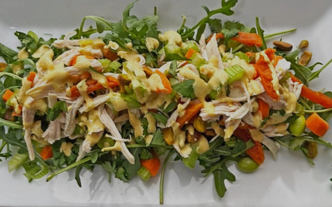 Curry Chicken Salad with Turkish Apricots and Pistachios