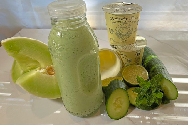 Honeydew Cucumber Smoothie with a Kiss of Lime