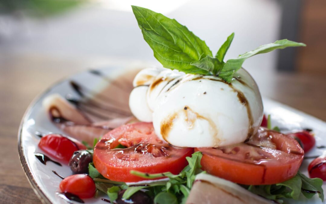 Summer Tomatoes with Burrata and Basil Appetizer